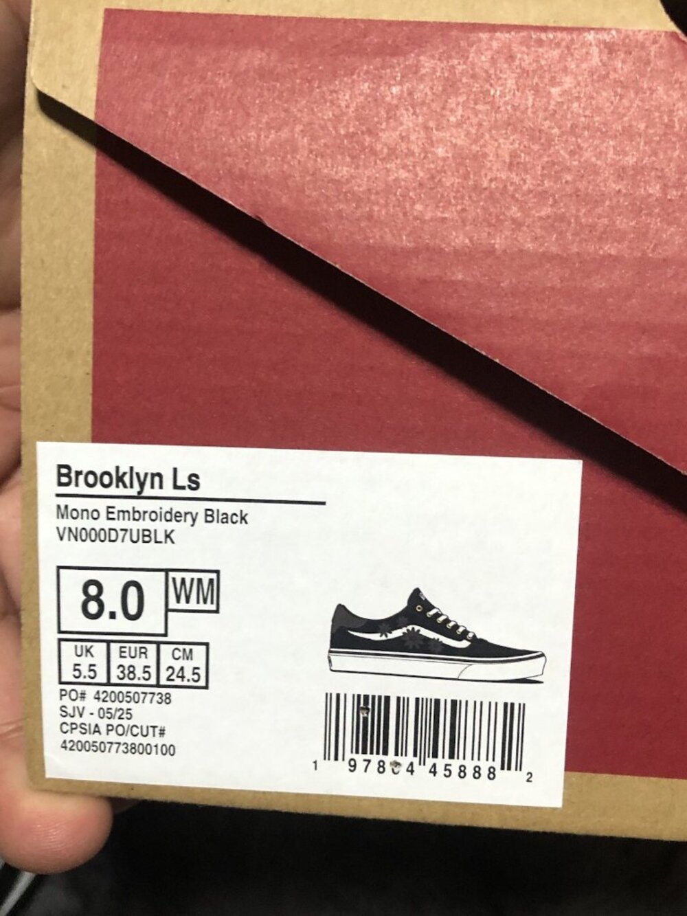 Vans Women's Skate Shoes, Size 8, Brooklyn Ls, Mono Embroidery, VN000D7UBLK - Picture 7 of 7